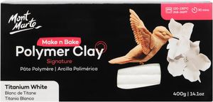 Mont Marte Polymer Clay Weiß, 400g - Weiche Modelliermasse, geschmeidig & leicht zu formen - Ofenhärtend - Ideal für Schmuck, Figuren & Skulpturen