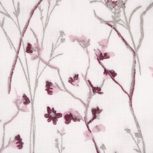 Double Gauze Musselin glatt Millefleurs Blumen Gräser weiß rosa grün 1,40m Breite