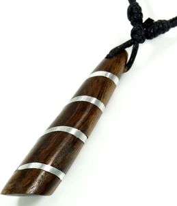 Ethno Holzschmuck, Surferkette mit Metalleinlage - Zahn, Braun, Ketten & Modeschmuck für den Hals