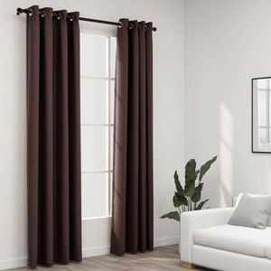vidaXL Zatemňovacie závesy očká ľanový vzhľad 2 ks. Taupe 140x225 cm