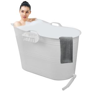 LIFEBATH - Mobile Badewanne Olivia - Badewanne für Erwachsene L - Ideal für das kleines Badezimmer - 220L - 99 x 52 x 65 cm - Weiß