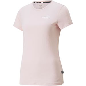 PUMA Damen T-Shirt - ESS+ Embroidery Tee, Rundhals, Kurzarm, uni Rosa (Chalk Pink) S