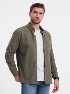 Ombre Clothing Koszula męska z długim rękawem Remliel khaki XXL