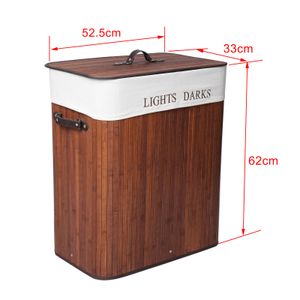 Wäschebox aus Bambus, 105L mit Leinensack, braun Aufbewahrungsbox Wäschekorb faltbar