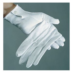 Weiße Handschuhe aus Baumwolle mit Druckknopf