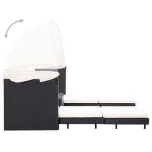 vidaXL Ausziehbares 3-Sitzer-Schlafsofa mit Dach Poly Rattan Schwarz vidaXL Ausziehbares 3-Sitzer-Schlafsofa mit Dach Poly Rattan Schwarz
