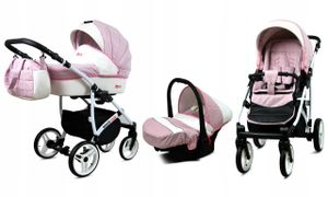 BabyLux® White Lux | 3in1 Kinderwagen Bambimo | Sweet Pink | Kombikinderwagen | Kinderwagenset | Bug