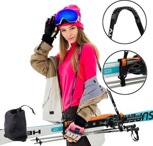 Universal Ski Tragegurt, verstellbarer Gummi Schultergurt, Unisex, 110-178 cm, Orange [053]