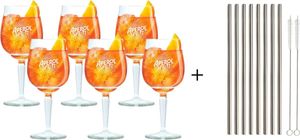 Poháre Aperol Spritz 450 ml - 6 kusov a slamky na opakované použitie - 8 kusov