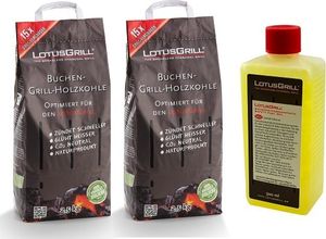 LotusGrill Buchenholzkohle 2X 2,5 kg Sack inkl. LotusGrill Brennpaste 500 ml