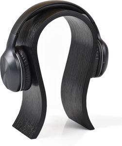 Kopfhörer Ständer aus Holz, Minimalistisches Stilvolles Detail für Ihren Schreibtisch, Ideale Headset Halterung, Geschenk für Ehemann, Freund, Schwarz