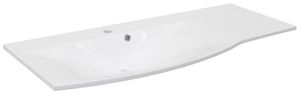 FACKELMANN Waschbecken LUGANO / Waschtisch aus Gussmarmor / Maße (B x H x T): ca. 115 x 16 x 46 cm / hochwertiges  Waschbecken für das Badezimmer / Ablage rechts / Farbe: Weiß / Breite 115 cm