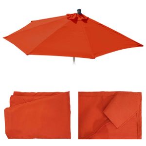 Ersatz-Bezug für Sonnenschirm halbrund Parla, Sonnenschirmbezug Ersatzbezug, 300cm Stoff/Textil UV 50+ 3kg  terracotta