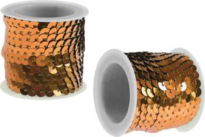 5m Paillettenband 6mm, Farbwahl - Band Paillettenkette Karneval Bauchtanz Pailletten, Farbe:hellkupfern