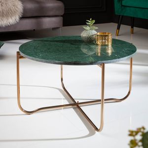 riess-ambiente Runder Couchtisch NOBLE 65cm grün Marmor abnehmbare Tischplatte klappbar gold Metall Beistelltisch Tisch