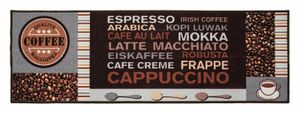 Küchenläufer 50 x 150 cm Braun Grau Motiv Teppichläufer Coffee Espresso Cappuccino Läufer Kaffee Küchenunterlage Küchenmatte