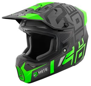 FC-Moto Merkur Flex Motocross Helm (Black/Grey/Green,XL)