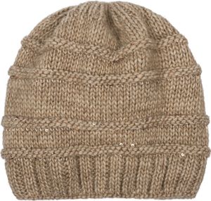 styleBREAKER Damen Strick Wintermütze mit Pailletten, Öffnung für Pferdeschwanz und Thermo-Fleece Futter, Beanie Mütze 04024177 styleBREAKER Damen Strick Wintermütze mit Pailletten, Öffnung für Pferdeschwanz und Thermo-Fleece Futter, Beanie Mütze 04024177