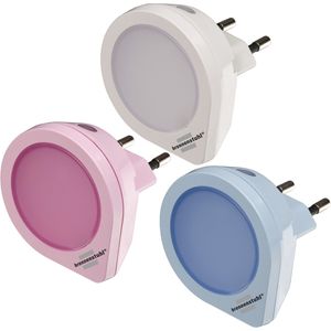 Brennenstuhl LED-Nachtlicht Set / Orientierungslicht mit Dämmerungssensor und 1 LED (extrem energiesparend, Farbe: 1x weiß, 1x rosa, 1x blau)