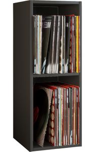 VCM Holz Schallplatten LP Stand Regal Archivierung Ständer Aufbewahrung Platto 2fach Schwarz