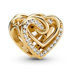 Pandora Charm 769270C01 Sparkling Entwined Hearts 14k gold vergoldet Zirkonia