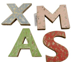 Schriftzug Buchstaben aus Holz XMAS