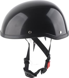 Halbschalenhelm für Motorradfahrer - Stilvoller, glänzender schwarzer Retro-Helm für Männer und Frauen