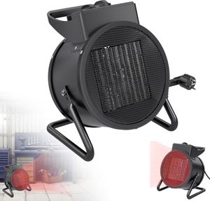 Nagrzewnica elektryczna z wentylatorem ceramicznym XMTECH z 2 ustawieniami ciepła (1500 W/3000 W), ceramiczny element grzejny PTC, nagrzewnica elektryczna z wentylatorem elektrycznym, nagrzewnica budowlana na plac budowy, garaż, warsztat