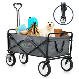 Juskys Bollerwagen 100 kg Tragkraft - Outdoor Transportwagen faltbar - Dunkelgrau