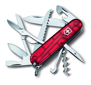 Victorinox Huntsman Taschenmesser mit 15 Funktionen in Rot transparent Rot