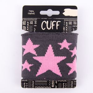 Cuff Bündchen Fertigbündchen Sterne dunkelgrau rosa 7x110cm