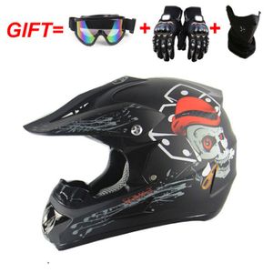Motocross Helm Adult Off Road Helm Motorradhelm Cross Helme Schutzhelm ATV Helm mit Handschuhe Maske Brille Größe XL, Schwarz