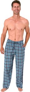 Normann Herren Flanell Schlafanzug Pyjama Hose in eleganter Karo Optik – auch in Übergröße ; marine , 50