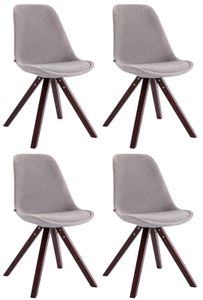 4er Set Stühle HLO-CP8 Samt Square Cappuccino  grau