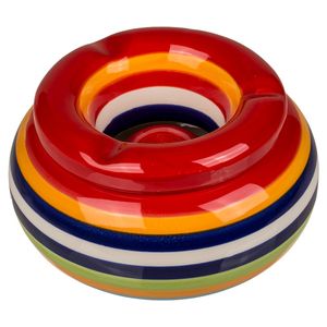 Bunter Aschenbecher Sturmaschenbecher Windaschenbecher Keramik »Stripes« 11·6cm Rot