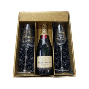 Geschenkbox Champagner Moët & Chandon - Gold -1 Brut - 2 Champagnergläser Anton Studio Design