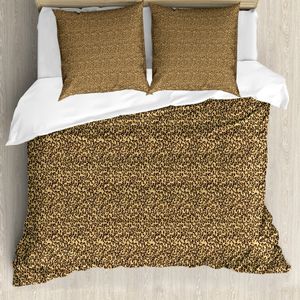ABAKUHAUS Leopard Bettbezug Set für Einzelbetten, Kontinuierlicher Tiermuster, Milbensicher Allergiker geeignet mit Kissenbezug, 155 cm x 220 cm - 80 x 80 cm, Pastel Braun Braun
