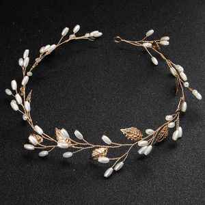 Eleganter Damen-Hochzeits-Kopfschmuck, Blätter, Kunstperlen, Braut-Stirnband, Haarband