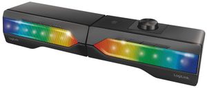LogiLink Mobile Soundbar mit Partylicht schwarz kabelloses 2-in-1 Gaming-Sound-System