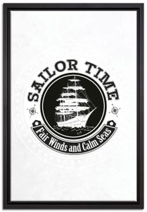 Sailor time black Leinwand Leinwandbild 60x40 cm im Bilderahmen | Wandbild  | Schattenfugenrahmen | Kein Poster