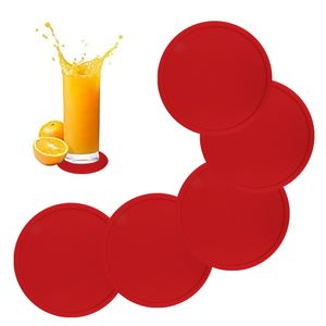 Silikon Untersetzer rund für Gläser Coasters für Getränke Bier und Bar rutschfeste Untersetzer hitzebeständige Unterlage,(Rot)