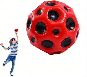 Astro Jump Ball, Astro Jump Ball Moon Ball Hohe Springender Gummiball Sprünge Gummiball Space Ball Toy for Kids Party Gift,Weihnachten Gift, Rot