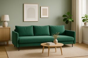 Schlafsofa JULIE Ausziehbare Couch Sofa mit Schlaffunktion und Bettkasten Samt Grün