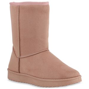 VAN HILL Damen Schlupfstiefel Warm Gefütterte Stiefel Winter Plateau Boots 902279, Farbe: Pink, Größe: 39