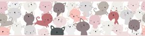 Lovely Kids selbstklebende Kinderzimmer Bordüre Little Cats rosa grau weiß 5,00 m x 0,155 m