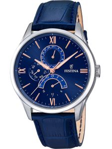 FESTINA Herren-Armbanduhr Retrograde Analog Quarz Leder blau UF16823/3