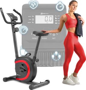 Hop-Sport Heimtrainer Fahrrad Vox Rot mit magnetischem Widerstandssystem & 8 Stufen - praktischer Ergometer mit Pulsmessung und LCD-Display