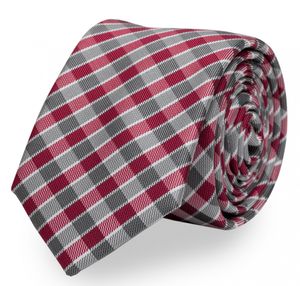 Fabio Farini elegante karierte Krawatte für Hochzeit, Konfirmation, Ball in 6 cm oder 8 cm zur Auswahl, Breite:6cm, Farbe:Rot Grau Weiß