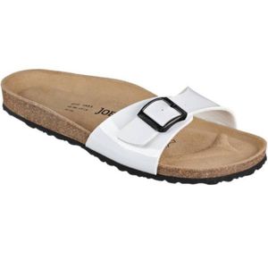 JOE N JOYCE Porto  Sandale Kork Sandalette Komfortfußbett Weiß Patent, Fußbett:Schmal, Größe:EU 37 / UK 4.5 / 24 cm