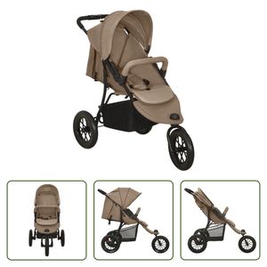 The Living Store Kinderwagen Taupe Stahl